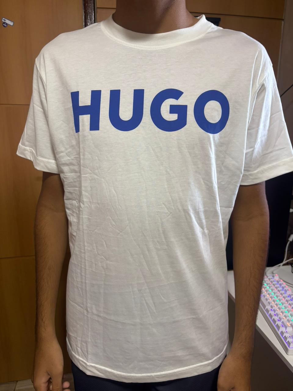 Camiseta Hugo Boss branca (estampa azul) P